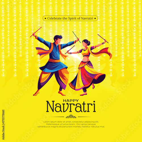 Happy navratri raas garba nights indian traditional festival background