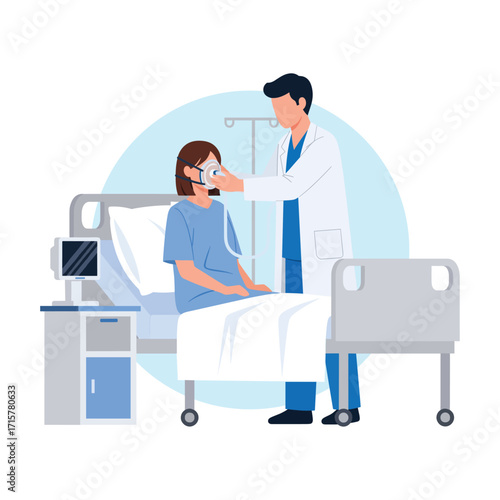 Doctor Helping Patient Breathing Mask
