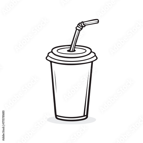 Illustration of a disposable cup with a straw.
