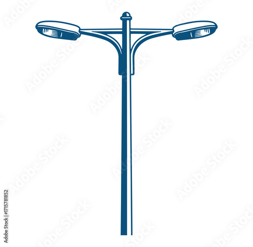 Vector illustration of a classic street lamp with dual lights and a minimalist style