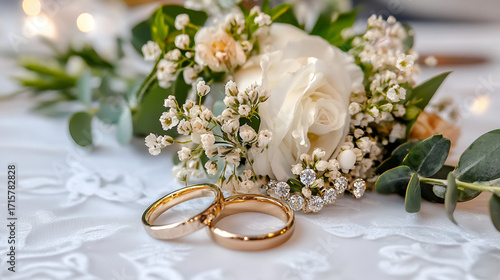 Wallpaper Mural wedding rings and bouquet Torontodigital.ca