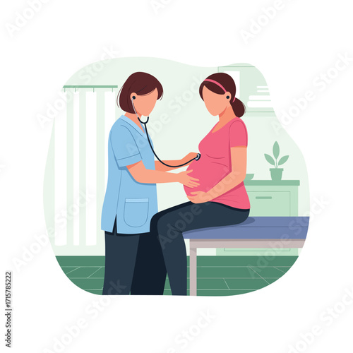 Midwife Checking Pregnant Woman Health
