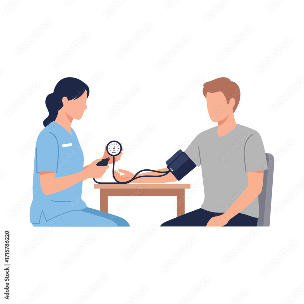 Obraz premium Nurse Checking Blood Pressure Patient