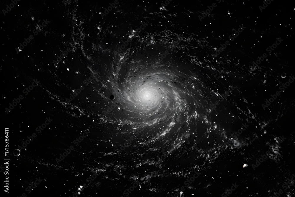 Fototapeta premium Beautiful Space with Concentric Circles and Stars, Cosmic Spiral, Deep Space Design with Stellar Energy