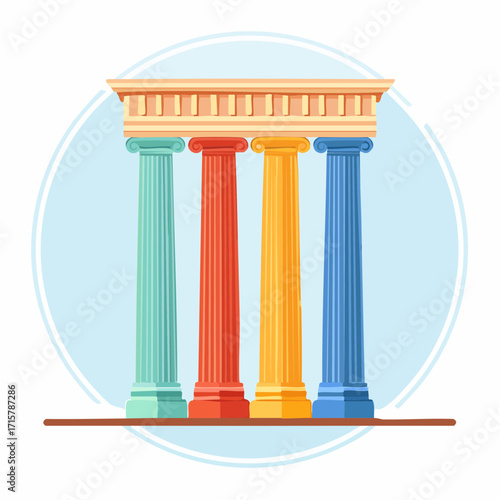 Four pillars diagram. Clipart image isolated on white background
