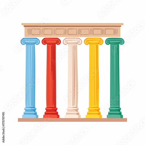 Four pillars diagram. Clipart image isolated on white background