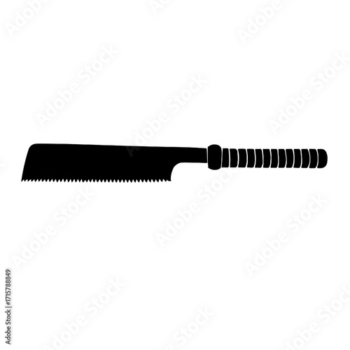 Japanese Hand Saw Silhouette Vector Icon - Woodworking and Carpentry Tool