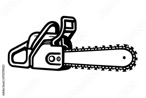 Chainsaw Power Tool Vector Icon - Equipment for Forestry and Woodworking