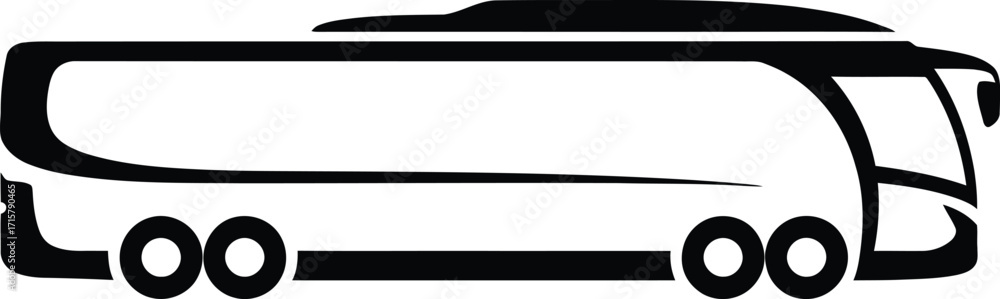 Obraz premium Modern Bus Silhouette Illustration for Public Transportation and Travel Services