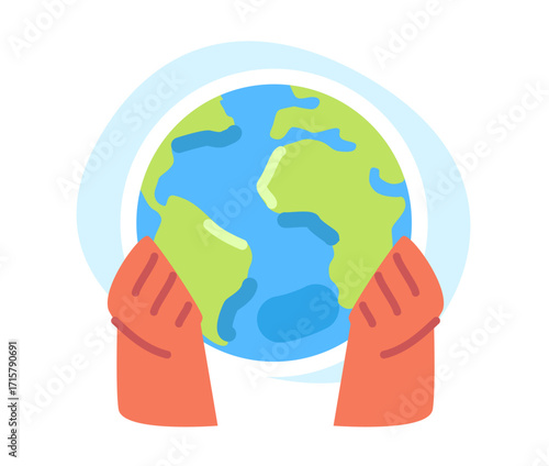 Planet Earth with hands. Ecological sustainability and green conservation. Earth day, ecology, environmental protection