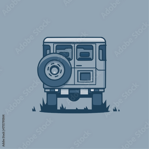 Classic rugged off-road vehicle with spare tire on back ready for adventure