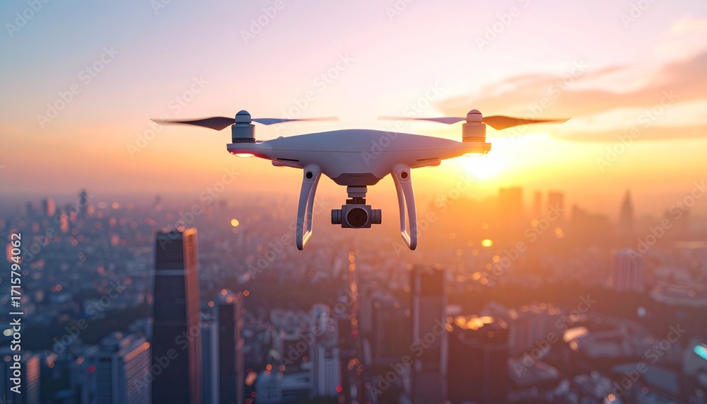 Fototapeta premium Aerial photography using the latest drones flying over the city