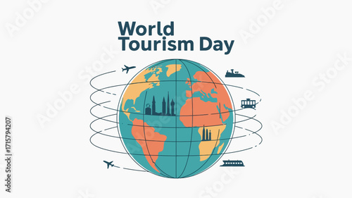World Tourism Day Travel Global Landmarks Culture Celebration Illustration