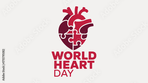 World Heart Day with Puzzle Heart Illustration