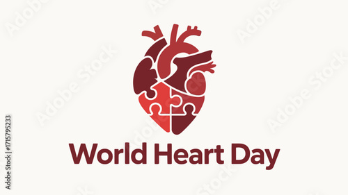 World Heart Day with Puzzle Heart Illustration