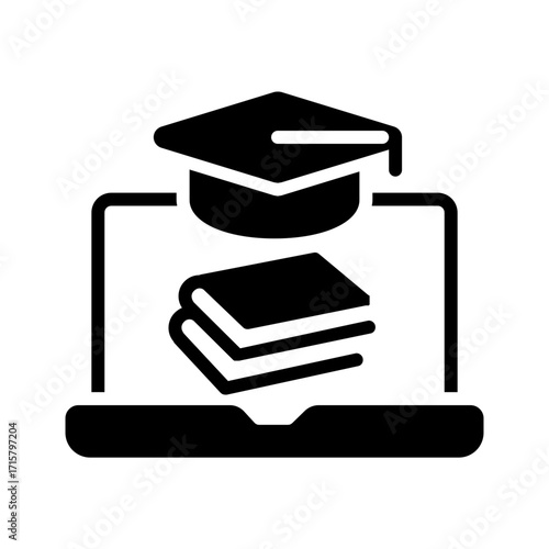 Vector solid black icon for Online course