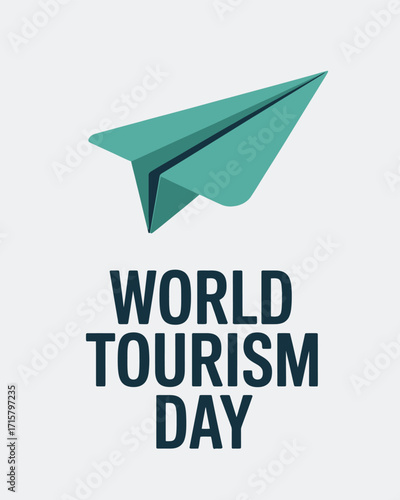 World Tourism Day Celebration with Paper Airplane Travel Symbol