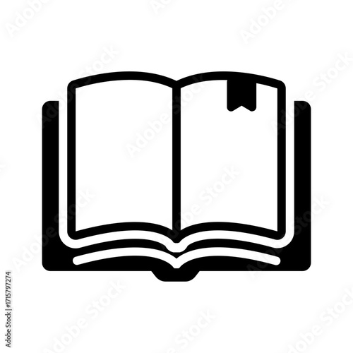 Vector solid black icon for Open book