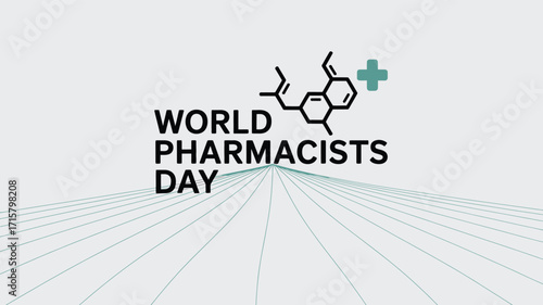 World Pharmacists Day with Pharmacy Symbols and Medical Icons