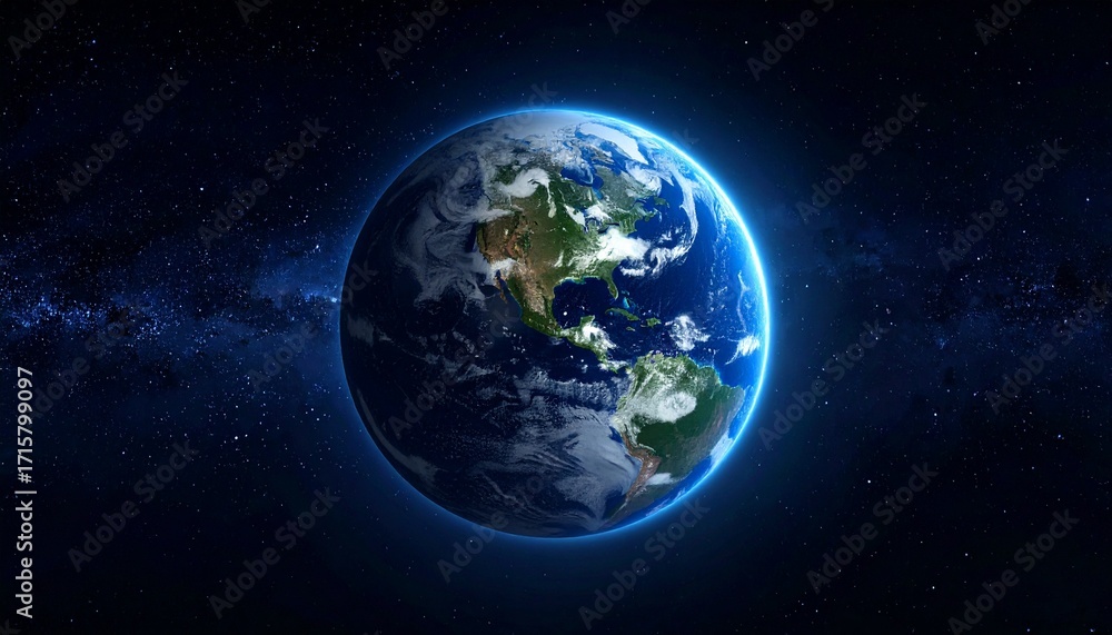 Fototapeta premium Earth shining quietly in deep space