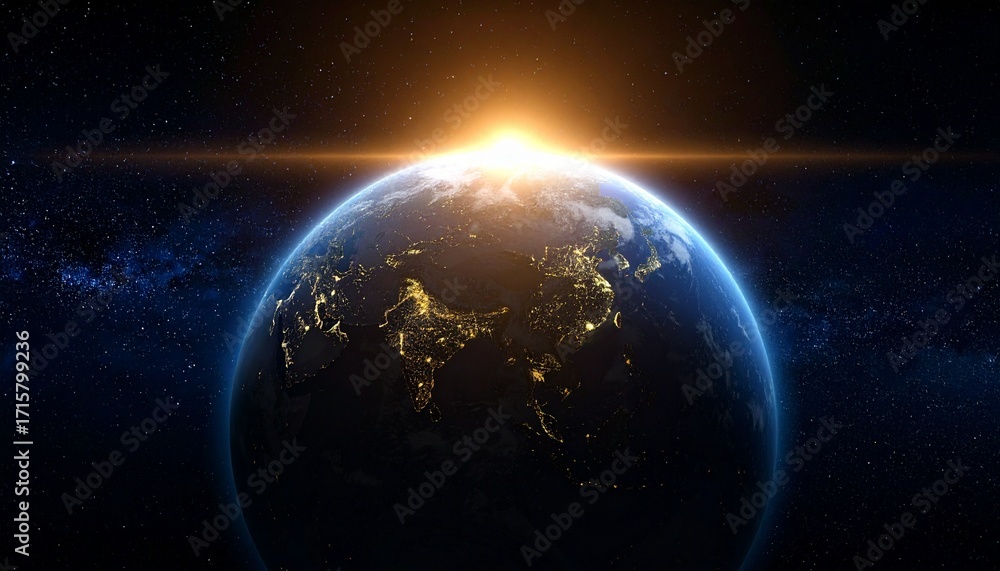 Fototapeta premium Earth shining quietly in deep space