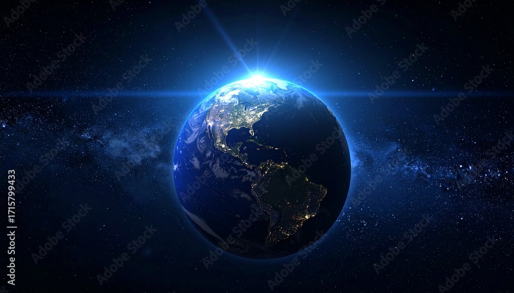 Obraz premium Earth shining quietly in deep space