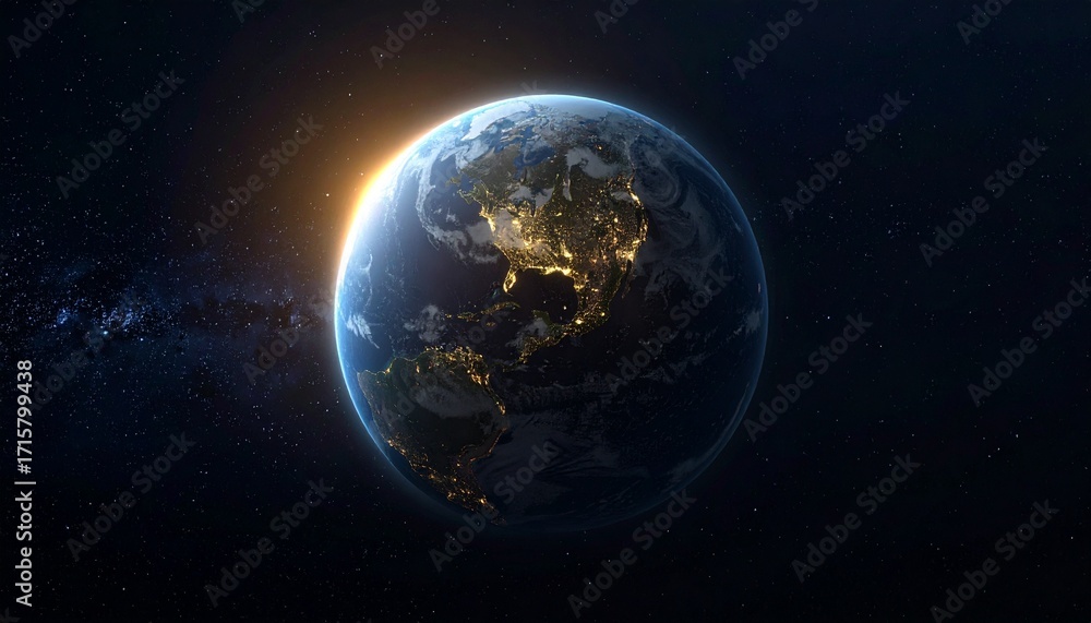 Fototapeta premium Earth shining quietly in deep space