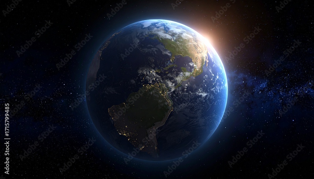 Fototapeta premium Earth shining quietly in deep space