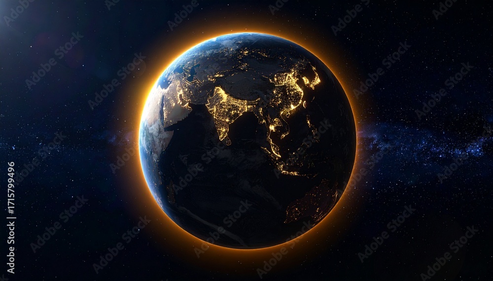 Obraz premium Earth shining quietly in deep space