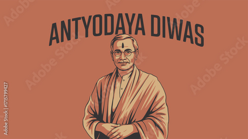 Antyodaya Diwas Tribute to Pandit Deendayal Upadhyaya Illustration