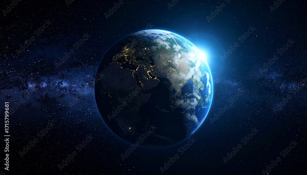 Obraz premium Earth shining quietly in deep space
