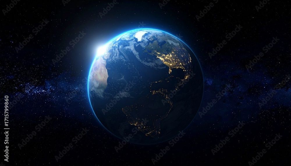 Obraz premium Earth shining quietly in deep space