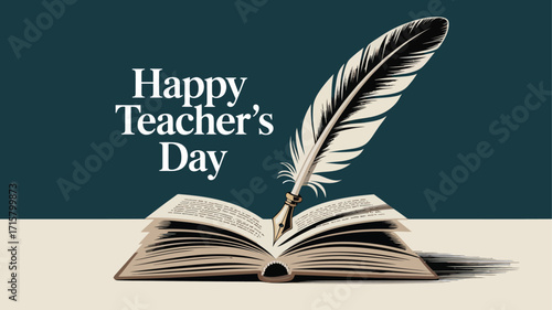 Happy Teacher’s Day Honduras Illustration with Book and Ink Pen