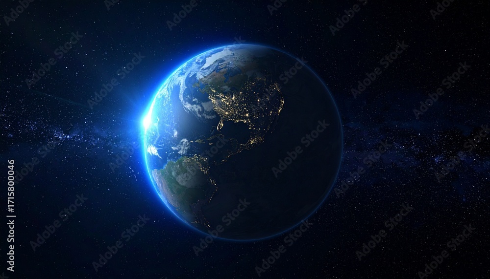 Obraz premium Earth shining quietly in deep space