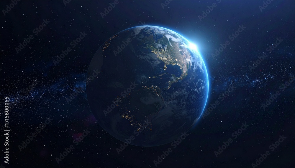 Obraz premium Earth shining quietly in deep space