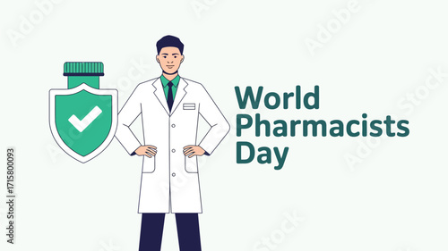 World Pharmacists Day Healthcare Professional Medicine Shield Illustration