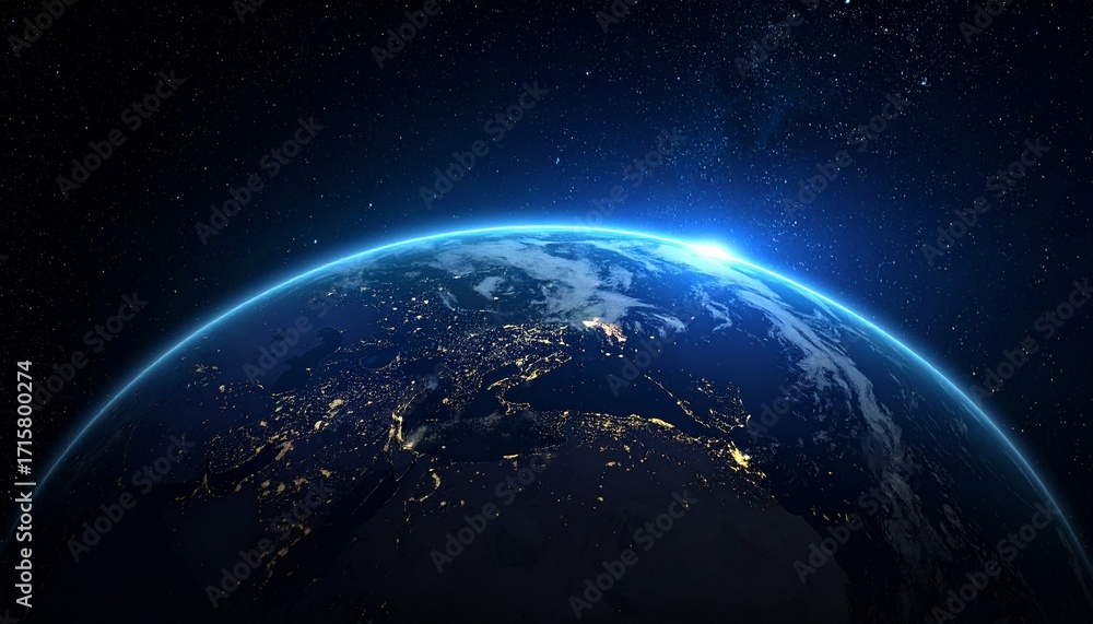 Obraz premium Earth shining quietly in deep space
