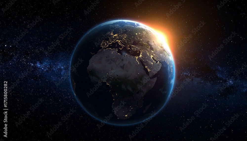 Fototapeta premium Earth shining quietly in deep space