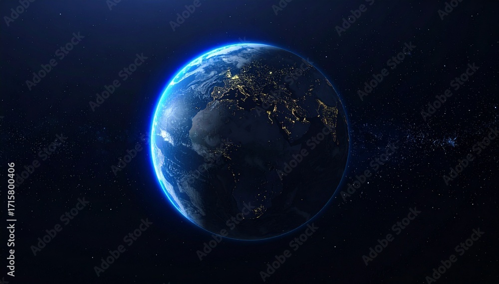 Fototapeta premium Earth shining quietly in deep space