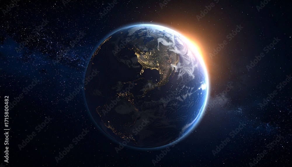 Fototapeta premium Earth shining quietly in deep space