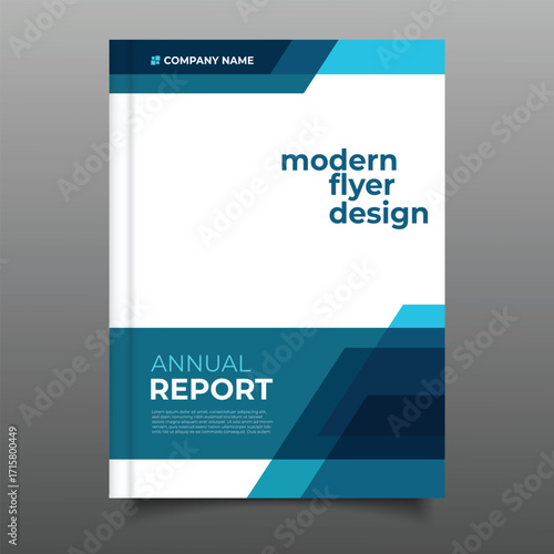 business modern annual report cover template blue geometric design