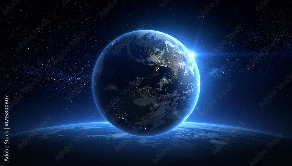 Fototapeta premium Earth shining quietly in deep space
