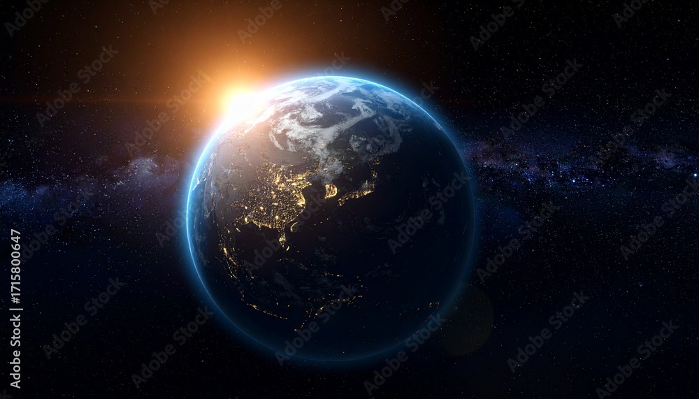 Fototapeta premium Earth shining quietly in deep space