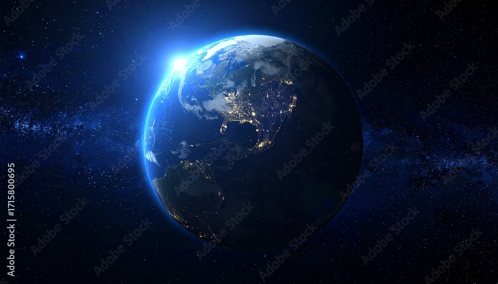 Obraz premium Earth shining quietly in deep space