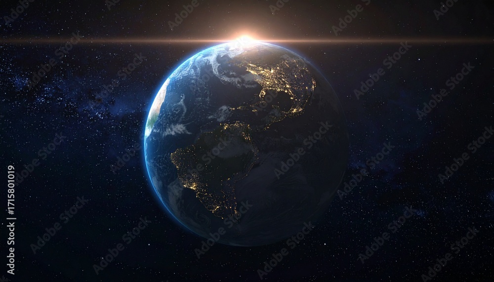Fototapeta premium Earth shining quietly in deep space
