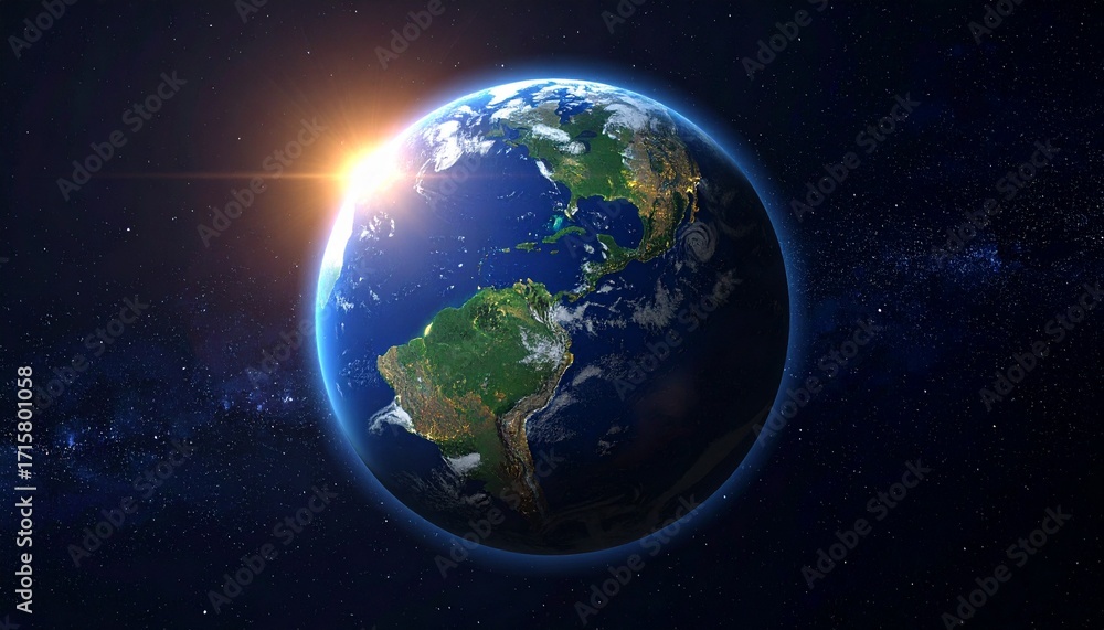 Fototapeta premium Earth shining quietly in deep space