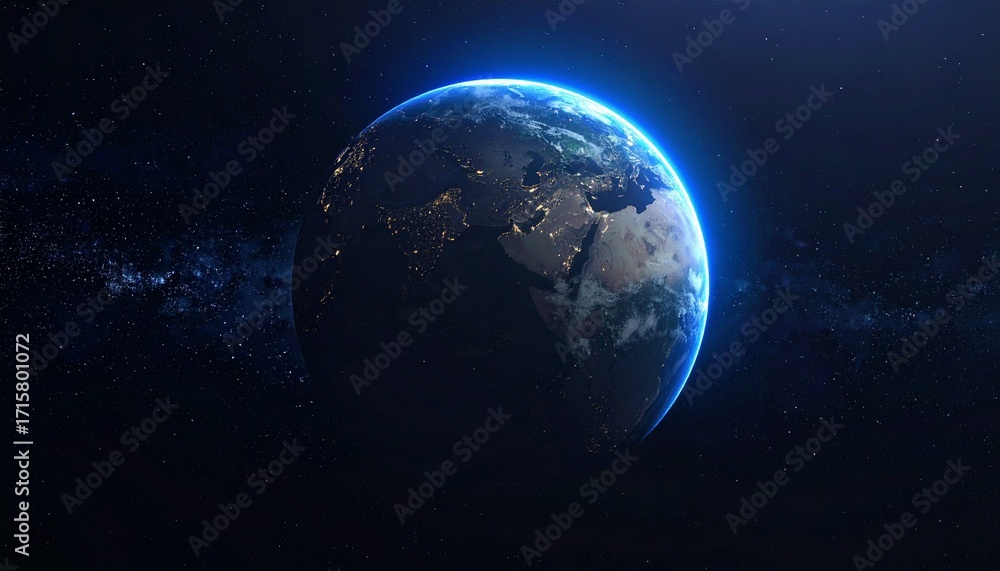 Obraz premium Earth shining quietly in deep space