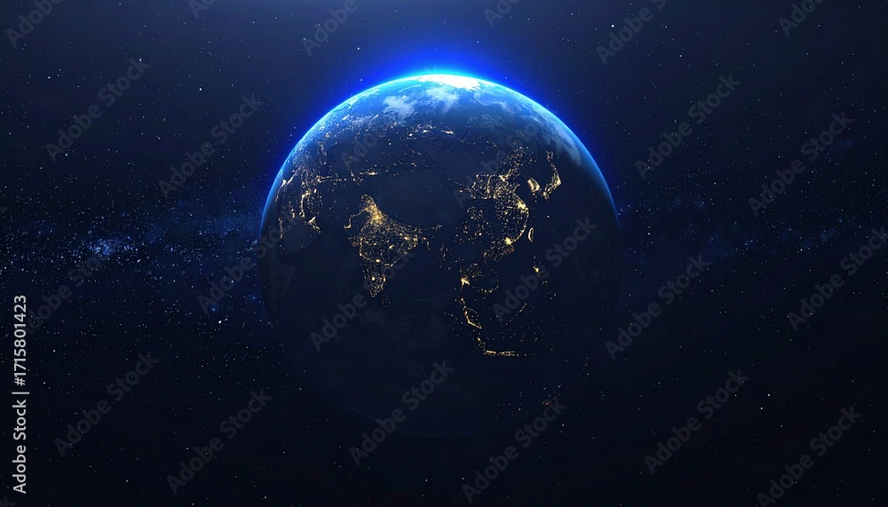 Obraz premium Earth shining quietly in deep space