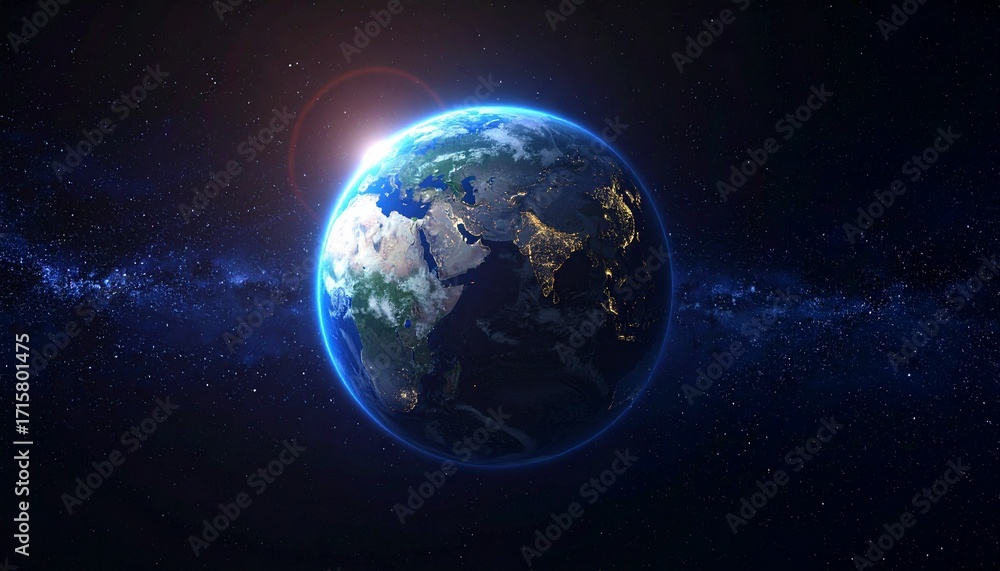 Obraz premium Earth shining quietly in deep space