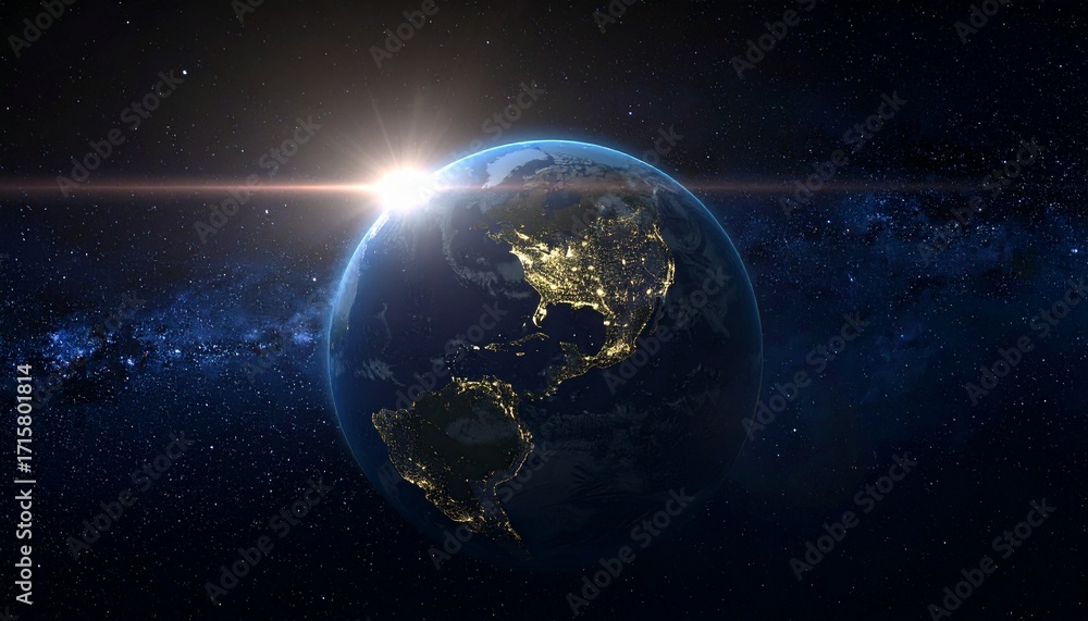 Obraz premium Earth shining quietly in deep space